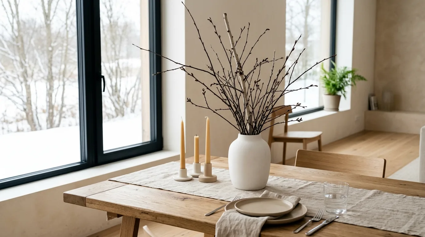 Let florals add softness where the arrangement needs movement inspiration for a holiday dining table centerpiece.